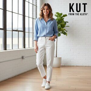 Kut from the Kloth Rachel High Rise Mom Jean NWT White Size 8- some discoloratio